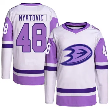 White/Purple Youth Nico Myatovic Authentic Anaheim Ducks Hockey Fights Cancer Primegreen Jersey