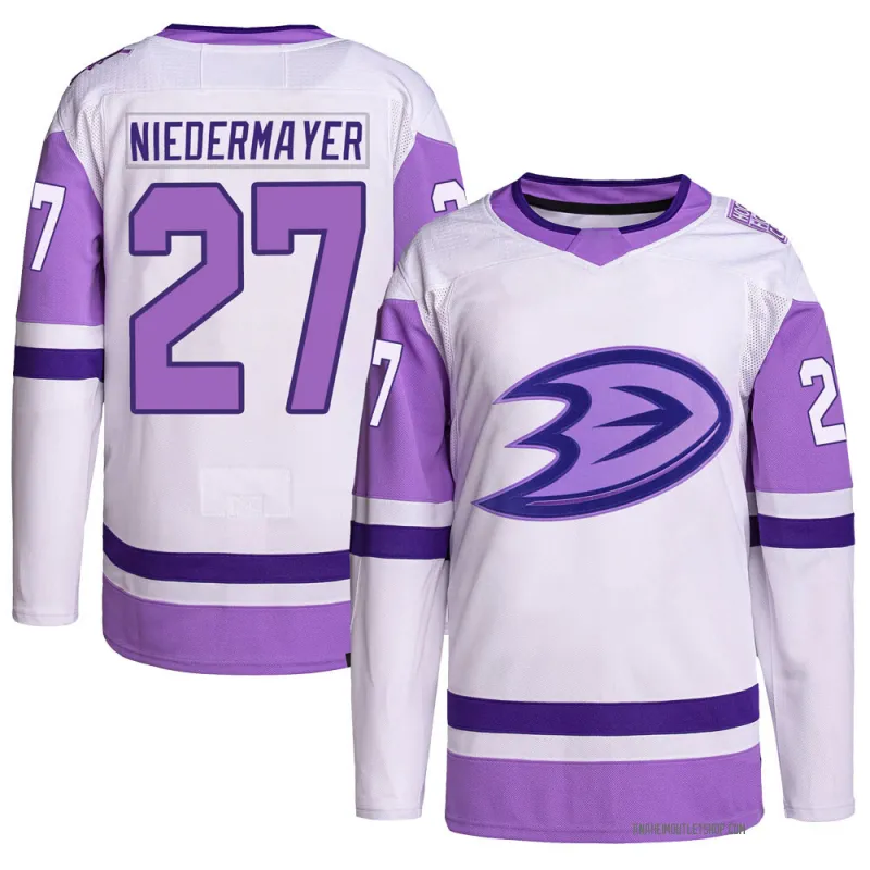 White/Purple Youth Scott Niedermayer Authentic Anaheim Ducks Hockey Fights Cancer Primegreen Jersey